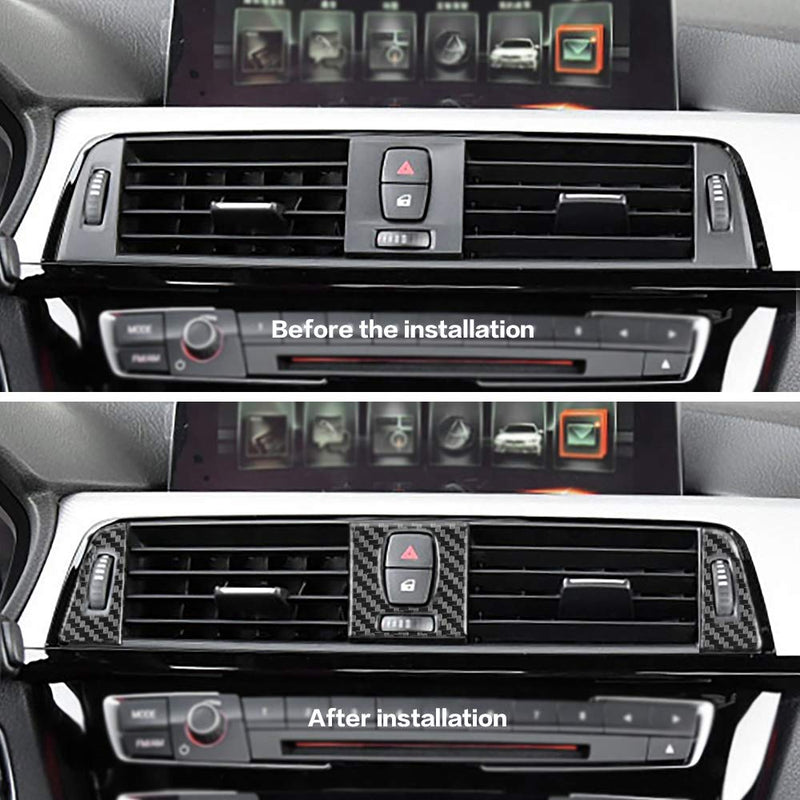 BLAKAYA Compatible with Carbon Fiber Car Air Vent Outlet Panel Interior Trim for BMW 3 4 Series GT F30 F32 F34 F36 2013 2014 2015 2016 2017 2018 2019(3Pcs Black - LeoForward Australia