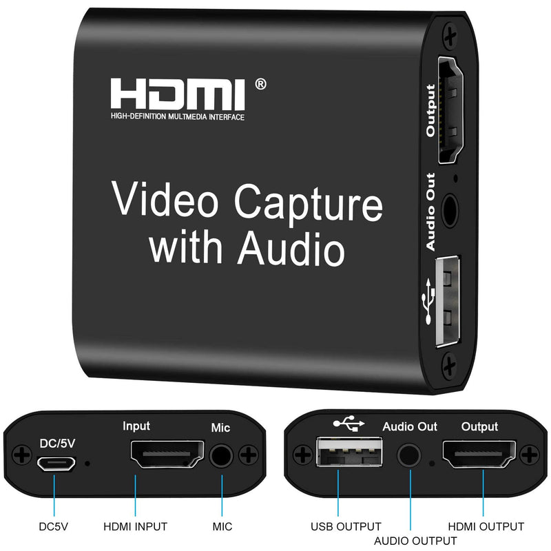  [AUSTRALIA] - DIGITNOW Video Capture Card 4K HDMI Video Capture Device with Loop Out, Full HD 1080P Game Capture Video Recorder for Live Streaming, Broadcasting or Video Conference