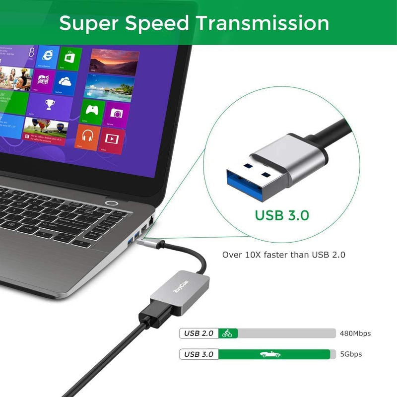  [AUSTRALIA] - USB to HDMI Adapter, HD Audio Video Cable Converter, USB 3.0 to HDMI for Multiple Monitors 1080P, Compatible with Windows XP/10/8.1/8/7 (Not Support Mac, Linux, Vista, Chrome (Gray) Gray