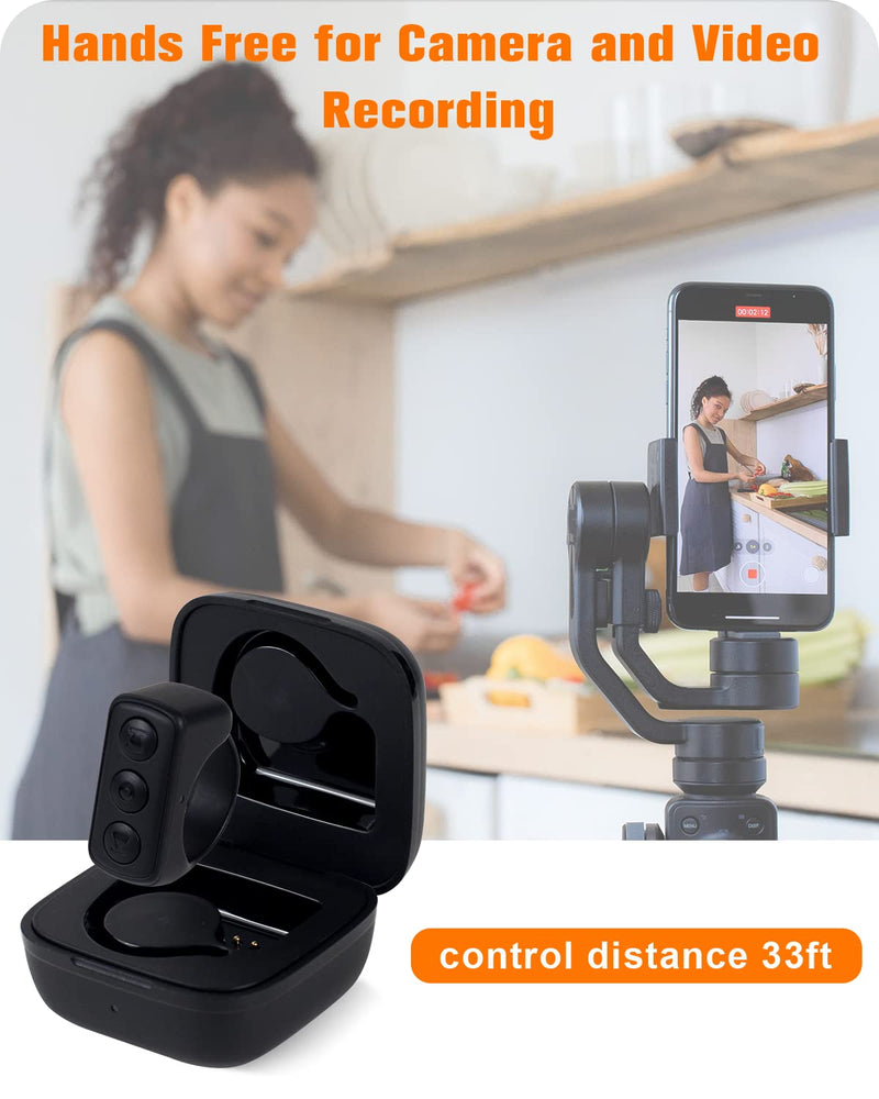  [AUSTRALIA] - TikTok Remote Control Kindle App Page Turner, Bluetooth Camera Video Recording Remote, TIK Tok Scrolling Ring for iPhone, iPad, iOS, Android - Black