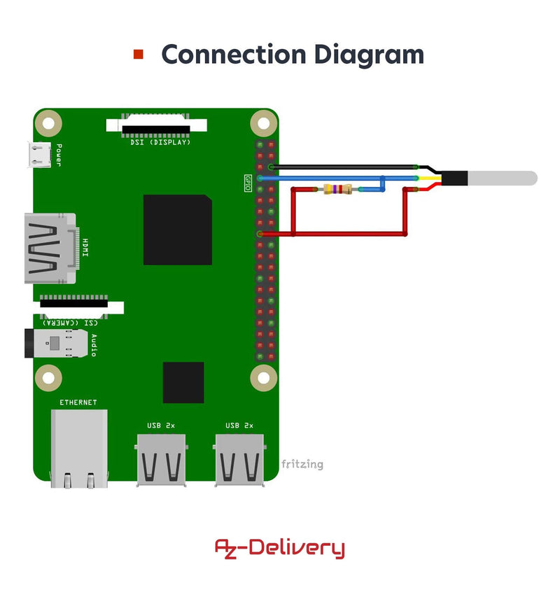  [AUSTRALIA] - AZDelivery 5 x 3M cable DS18B20 digital stainless steel temperature sensor, waterproof compatible with Arduino and Raspberry Pi including e-book!