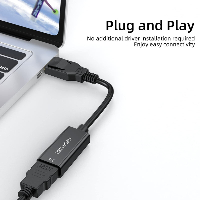  [AUSTRALIA] - 4K Displayport to HDMI Adapter, Display Port DP to HDMI Cable Male to Female Port Support Video & Audio Compatible with Computer, PC, Monitor, Projector, HDTV 1 Black