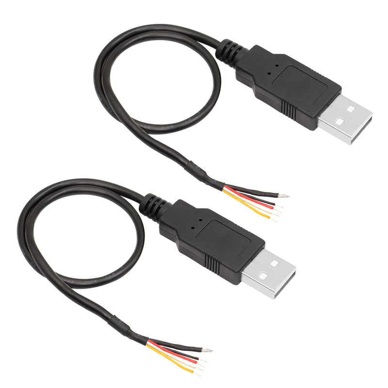  [AUSTRALIA] - RIIEYOCA 2Pcs USB 2.0 Male Plug 5pin Bare Wire,USB Power Data Cable DIY Pigtail Cable for USB Equipment Installed or DIY Replace Repair