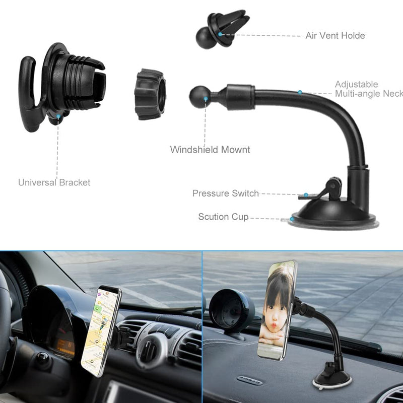  [AUSTRALIA] - LoyaForba Car Phone Mount, Universal Phone Holder for Car Cell Phone, 360 Degrees Dashboard Desk Wall Bracket for GPS Navigation and Any Smartphone
