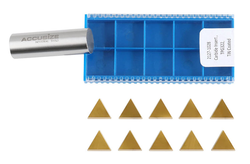  [AUSTRALIA] - Accusize Industrial Tools Tpg322 Tin Coated Carbide Inserts, 10 Pcs/Box, 2127-1028x10