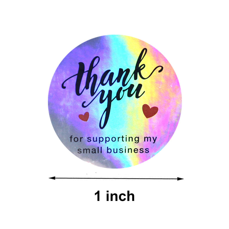PPNZQAUT 500pcs Rainbow Holo Thank You Stickers 4 Designs 1" Thank You for Supporting My Small Business Stickers Holographic Thank You Business Stickers Roll Small Thank You Labels for Business - LeoForward Australia