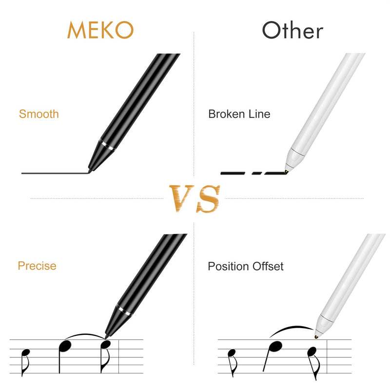 MEKO Upgraded Fine Tip Stylus Pen with Palm Rejection, Compatible for 2018&2019&2020 Apple iPad Pro 11/12.9 Inch 3rd&4th Gen , iPad 6th/7th/8th Gen/Air 3rd/4th Gen/Mini 5th Gen Digital Pencil -Black Black - LeoForward Australia