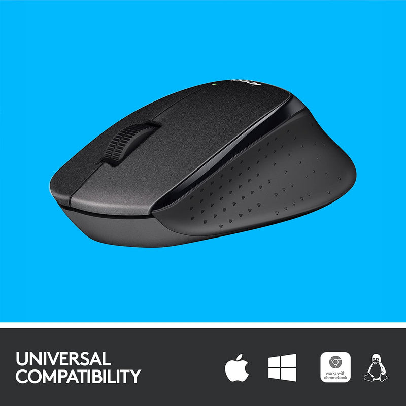  [AUSTRALIA] - Logitech M330 Silent Plus Wireless Mouse – Enjoy Same Click Feel with 90% Less Click Noise, 2 Year Battery Life, Ergonomic Right-Hand Shape for Computers and Laptops, USB Unifying Receiver, Black