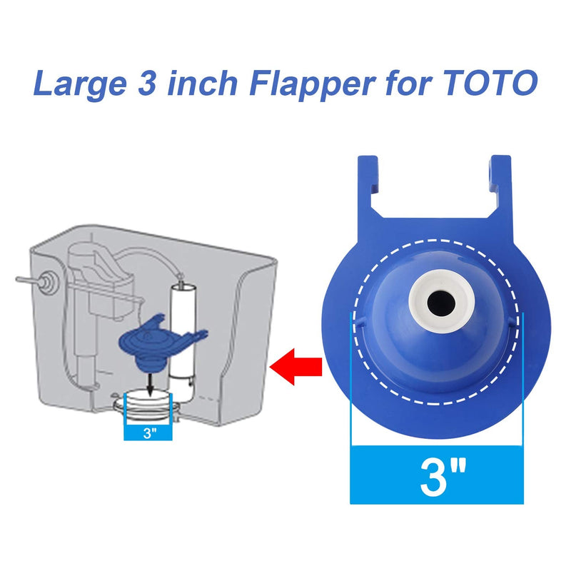  [AUSTRALIA] - Toilet Flapper Compatible with TOTO Flapper Model THU140S, Replaces 3-Inch Flappers Long Lasting Rubber Seal Water Saving- Including Stainless Steel Chain and Hook, Easy to Install(Pack of 1, Blue) 1 Pack