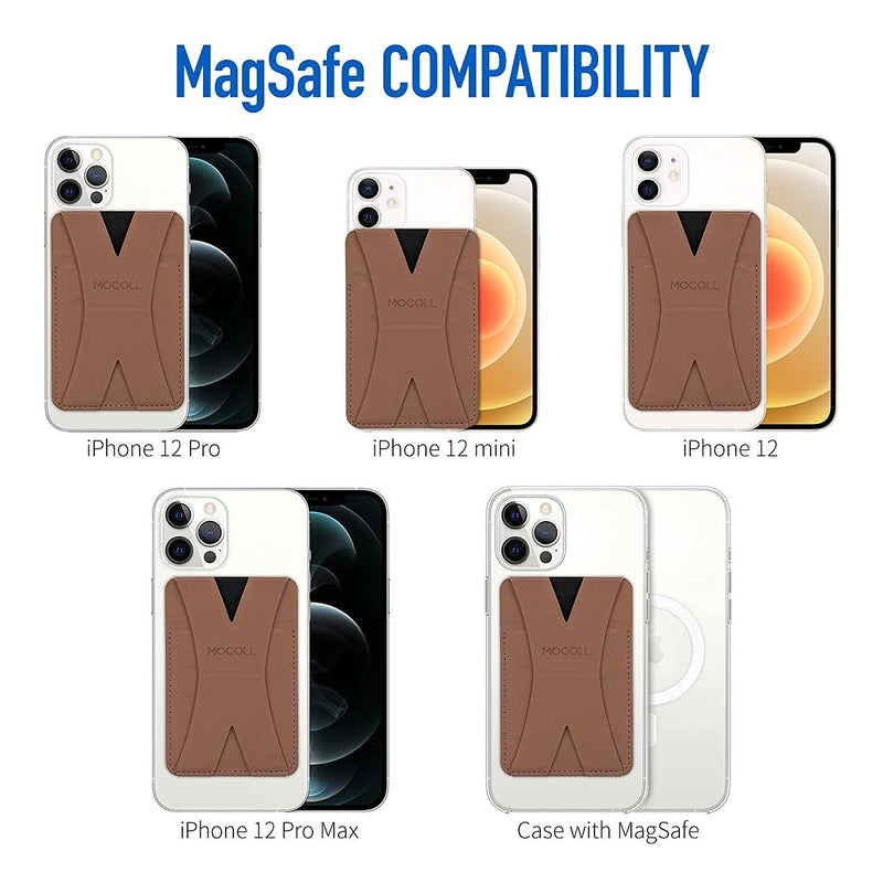 [AUSTRALIA] - MOCOLL Magsafe Wallet Stand Magnetic Phone Card Holder Grip Compatible for iPhone 12/13 Series (Desert Brown) Desert Brown