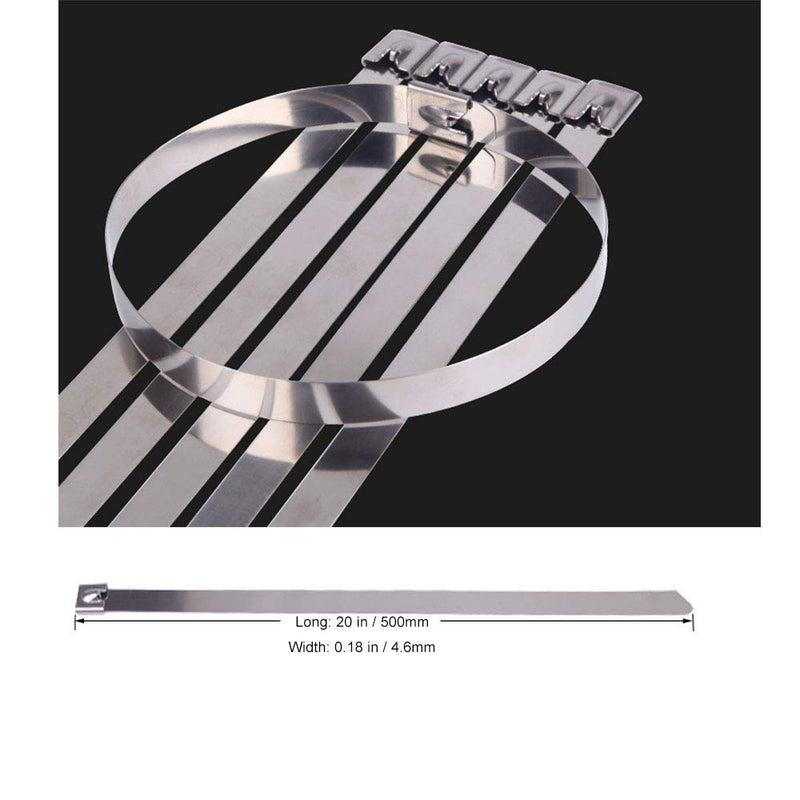  [AUSTRALIA] - Width 0.3 Inch Stainless Steel Cable Zip Ties Self-Locking Heavy Duty Metal Ties 10pcs (19.7 Inch) 19.7 Inch