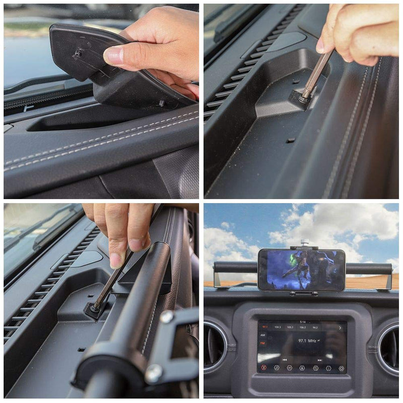 CheroCar JL JT Metal Cellphone Dash Phone Holder fits for 2018-2020 Jeep Wrangler JL, fits for 2020 Jeep Gladiator Trunk JT, Interior Accessories - LeoForward Australia