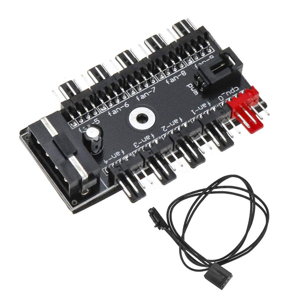  [AUSTRALIA] - Semetall Chassis Fan Hub CPU Cooling 10 Way 12V PWM Connector 4 Pin 3 Pin Efficient PC Chassis Fan Controller System with Cable,Dedicated Supply from PSU to Link Multiple Points