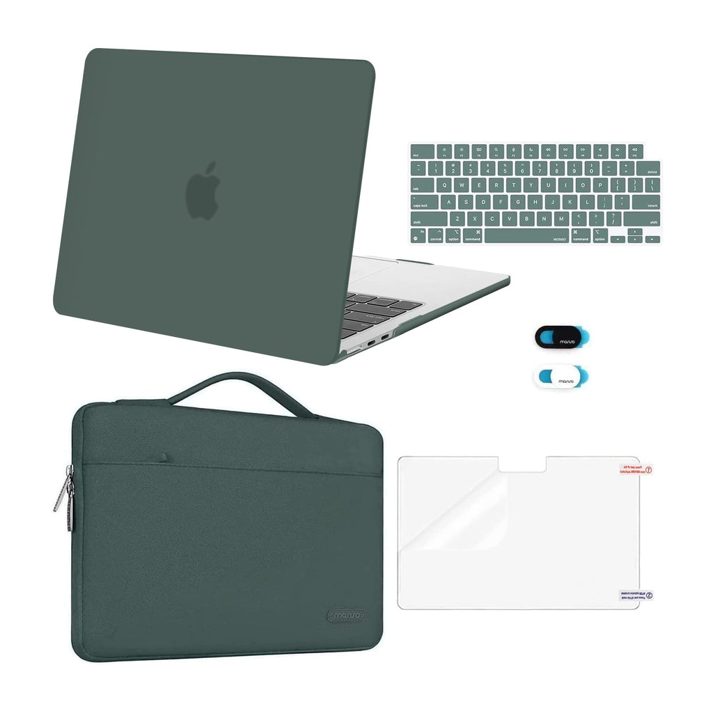  [AUSTRALIA] - MOSISO Compatible with MacBook Air 13.6 inch Case 2022 Release A2681 with M2 Chip Touch ID, Plastic Hard Shell Case&Carrying Sleeve Bag&Keyboard Cover&Webcam Cover&Screen Protector, Emerald Green