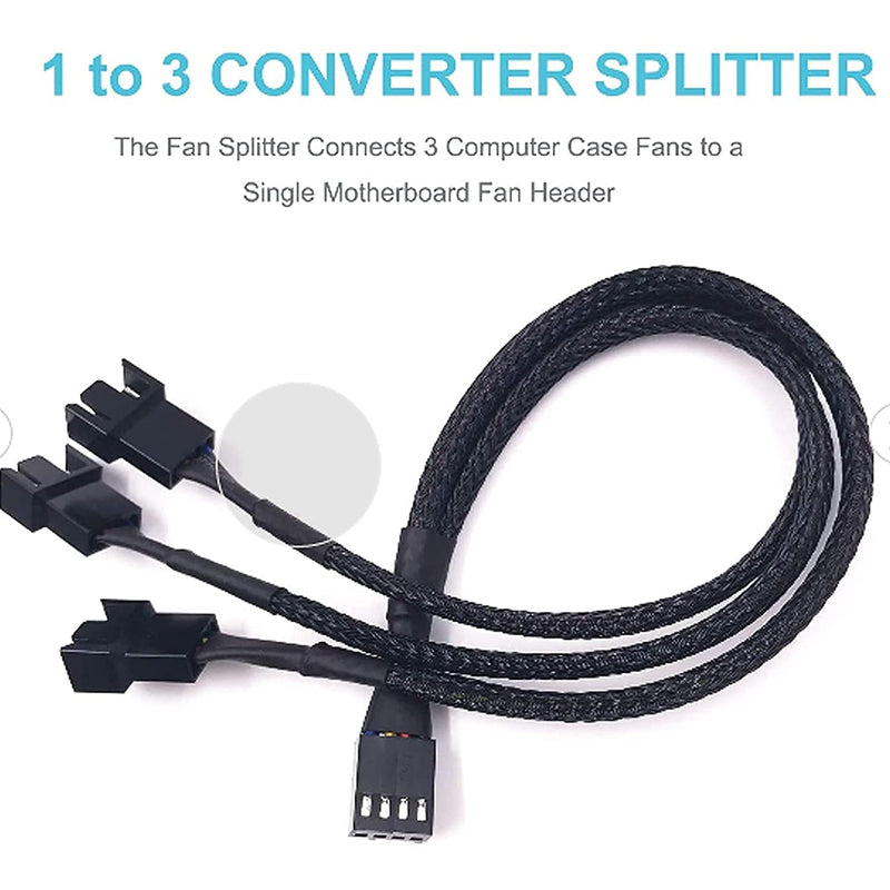  [AUSTRALIA] - SaiTech IT 2 Pack 4 pin 3 Ways Y Splitter Computer PC Fan Power Extension Cable Black Sleeved 26 cm