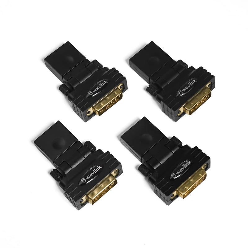  [AUSTRALIA] - DVI to HDMI Adapter, WAVLINK HDMI Female to DVI Male Bidirectional Converter, Rotatable DVI-D 24+1 Male to HDMI Female with Gold-Plated Cord, Support 1080P HD for Xbox One/PS5/Blue-ray, 4 Pack