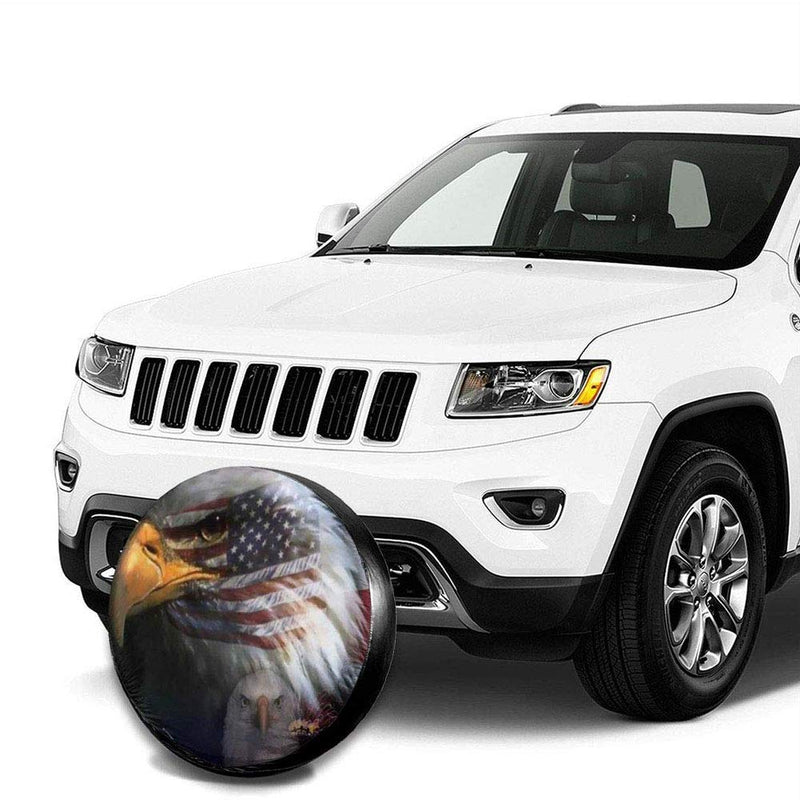  [AUSTRALIA] - PassionLove American Flag Eagle Spare Tire Cover for RV Jeep Wrangler Trailer Campers 14 15 16 17 Inch Wheel Cover Water-Proof Dust-Proof Sun Protection 15" for diameter 27"-29"