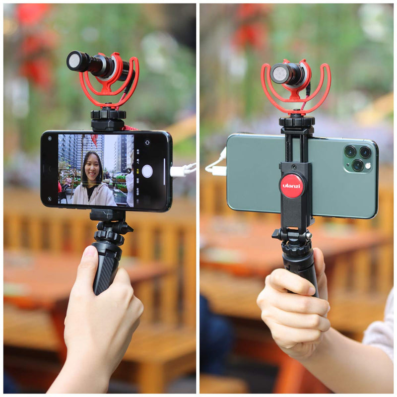  [AUSTRALIA] - ULANZI Universal Phone Tripod Mount with Cold Shoe Mount, Rotates and Adjustable Clamp Holder Smartphone Clip Adapter for iPhone 11 Pro Max X XR Xs Max 8 7 Plus Samsung Galaxy s10 s9 Note10 Google Single