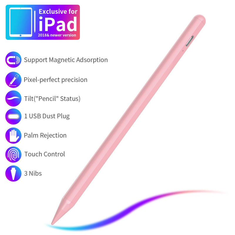  [AUSTRALIA] - Stylus Pen for ipad,with Palm Rejection,Tilt,Magnetic Function, Active Pencil Compatible with (2018-2021) Apple iPad Pro (11/12.9 Inch) iPad 6th/7th/8th/9th Gen,iPad Mini 5th Gen,iPad Air 3rd/4rd Gen pink