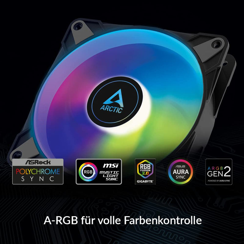  [AUSTRALIA] - ARCTIC P12 PWM PST A-RGB - 120 mm PWM case fan optimized for static pressure, case fan, semi-passive: 0-2000 rpm, 5V 3 pin ARGB LED, single fan - black 1 piece