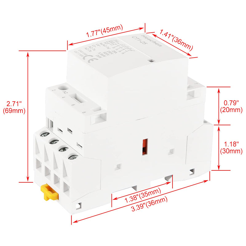  [AUSTRALIA] - Heschen household AC contactor, CT1-25, 4 pin four normally open, AC 220V/240V coil voltage, 35mm DIN rail mounting