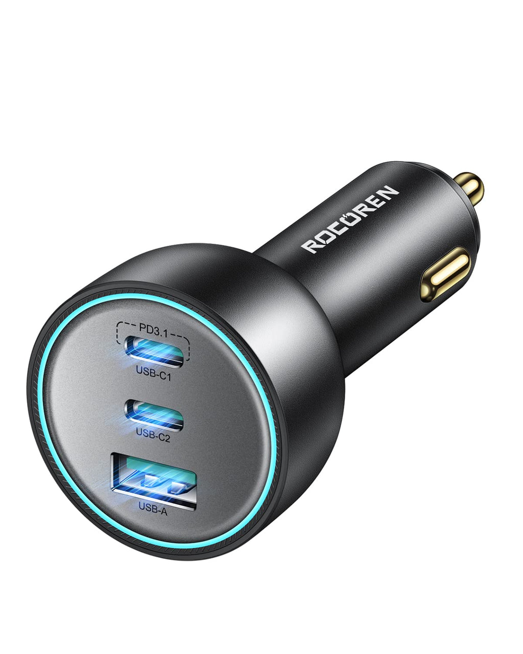  [AUSTRALIA] - 165W USB C Car Charger, Rocoren Type C Car Charger, PD3.1 140W/PD3.0 100W QC5/4.0 3 Ports Super Fast Charging Car Phone Adapter for iPhone, Samsung, iPad, MacBook Pro/Air, Laptop, Steam Deck, ROG Ally