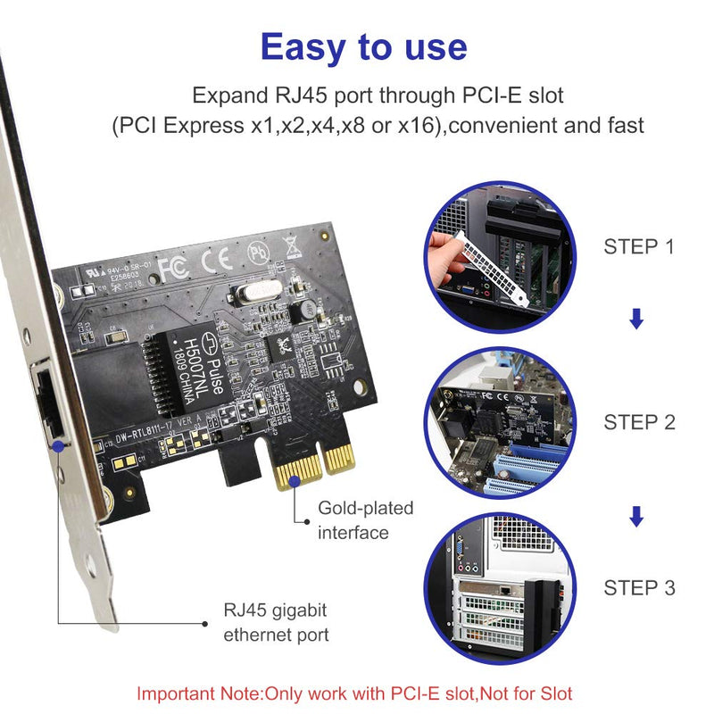  [AUSTRALIA] - EDUP Gigabit Ethernet PCI Express PCI-E Network Card 10/100/1000Mbps RJ45 LAN Adapter Converter for Desktop PC, Model Number: EDUP-EP-9602