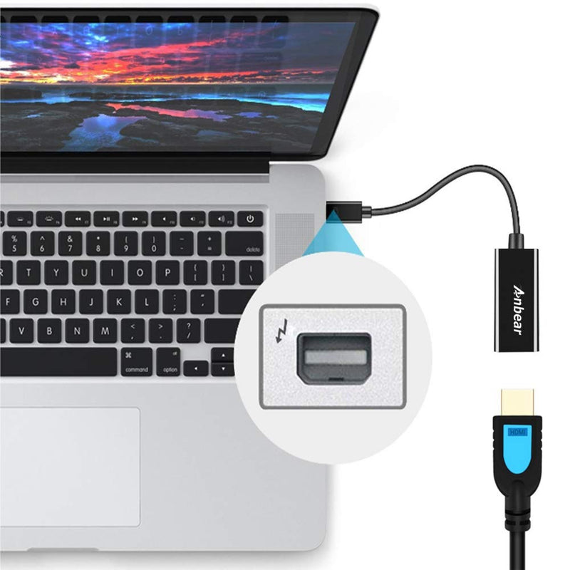  [AUSTRALIA] - Mini Displayport to HDMI Adapter - Anbear Thunderbolt to HDMI Cable, Gold-Plated Display Port to HDMI Adapter Compatible with MacBook Pro, MacBook Air, Mac Mini, Microsoft Surface Pro 1 Pack