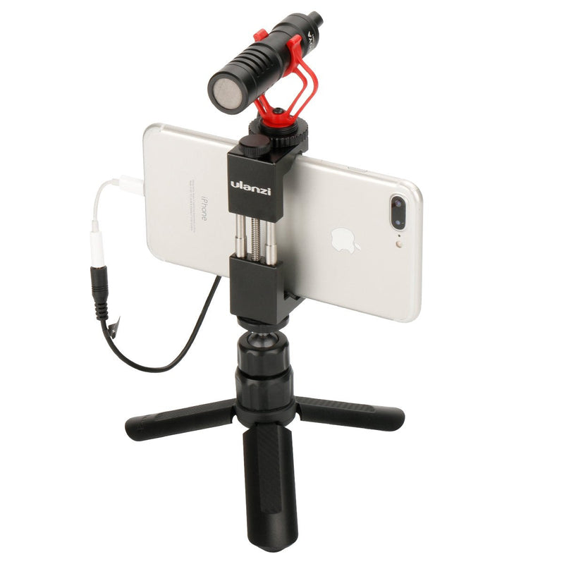  [AUSTRALIA] - ULANZI Aluminum Phone Tripod Mount with Cold Shoe Mount, Smartphone Video Rig Tripod Mount Adapter for iPhone 11 Pro Max XS X 8 Plus Samsung Galaxy Google Pixel OnePlus One Sony Mobile Phones ST-02