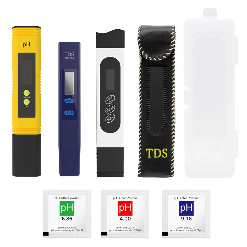  [AUSTRALIA] - Fivota pH and TDS Meter Combo, 0.01 pH Accuracy pH Meter with ATC 0-14 pH Test Range, Temperature and TDS Test Meter Range of 0-9990ppm, 3 Meters Combo Ideal for Various Water Test Requirements
