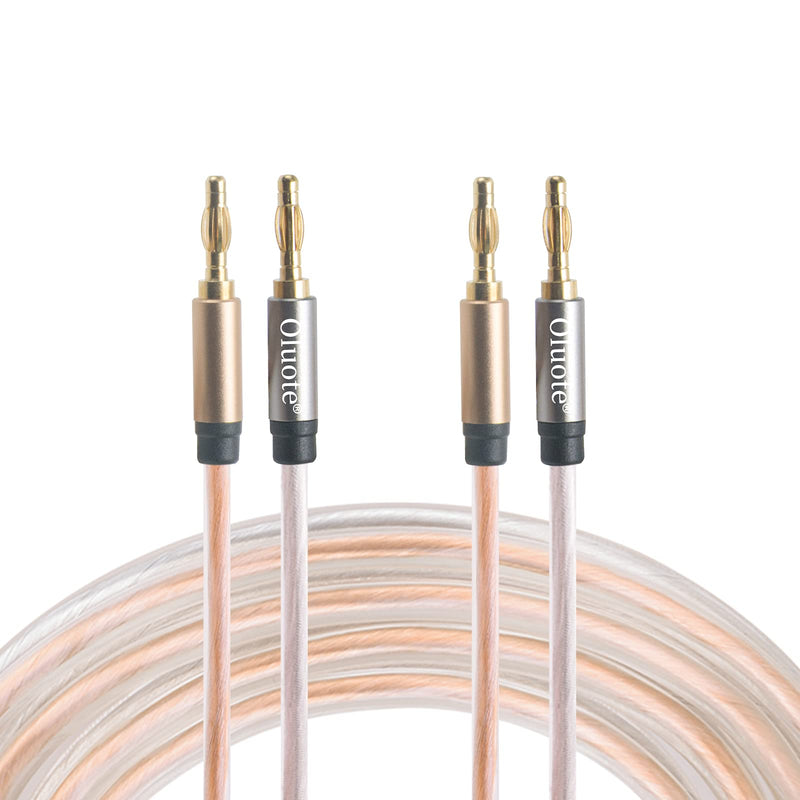  [AUSTRALIA] - Oluote Speaker Banana Cable, Speaker Wire with Dual Gold Plated Plug Tips, Transparent PVC Oxygen-Free Copper Construction (26.2FT) 26.2FT