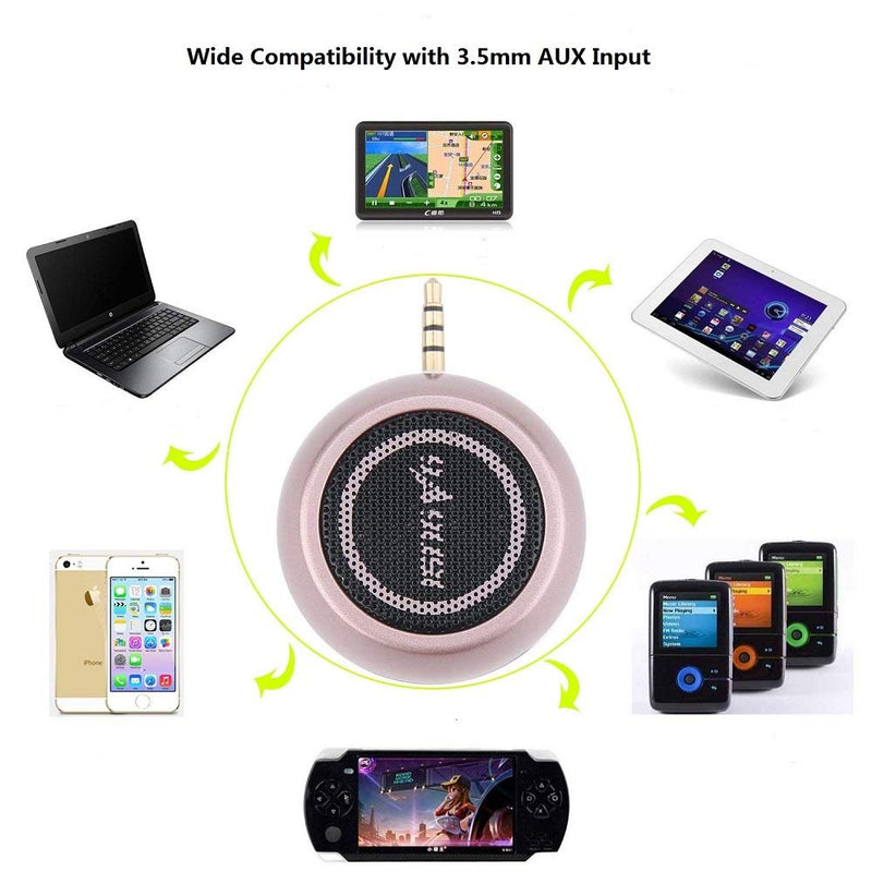  [AUSTRALIA] - Mini Portable Speaker with 3.5mm Aux Input Jack, 3W Mobile Phone Line-in Speaker for iPhone iPad iPod Tablet Cell Phones, Gifting for Girls/Kids, Rose Gold