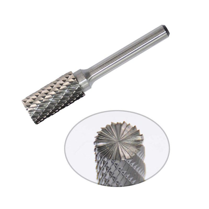 SB-5 Tungsten Carbide Burr Rotary File Cylinder Shape Double Cut with 1/4''Shank for Die Grinder Drill Bit - LeoForward Australia