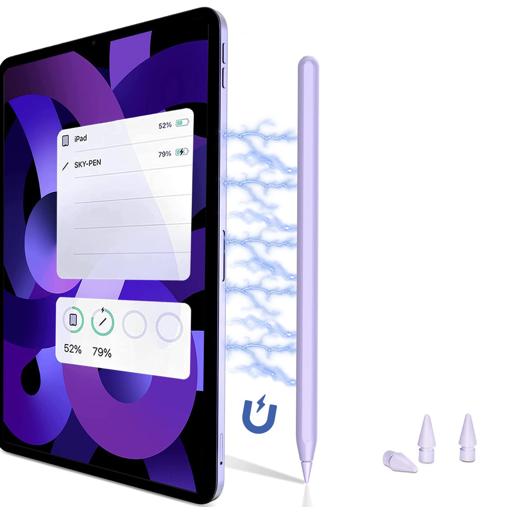  [AUSTRALIA] - TiMOVO Stylus Pen for iPad,Apple Pencil for 2022 iPad Pro 12.9"/Pro 11",iPad Air 5th/4th,iPad Mini 6th Generration,Magnetic Wireless Charging iPad Pencil Stylus Palm Rejection/Tilt Sensitivity, Purple