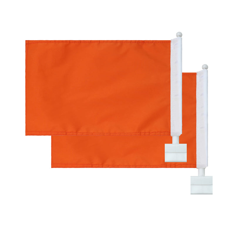  [AUSTRALIA] - 2 Pack Color Car Flag Pure Solid Colour Orange Flag and Car Flag Pole, Car Logo Window Clip Can be Clipped to Most Windows 14 inch Flag Pole and 16 x 10 inch Double Sided Flag.