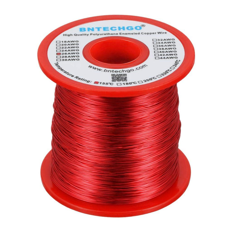  [AUSTRALIA] - BNTECHGO 26 AWG Magnet Wire - Enameled Copper Wire - Enameled Magnet Winding Wire - 1.0 lb - 0.0157" Diameter 1 Spool Coil Red Temperature Rating 155℃ Widely Used for Transformers Inductors 26 gauge enameled magnet wire 1 lb red 1 lb