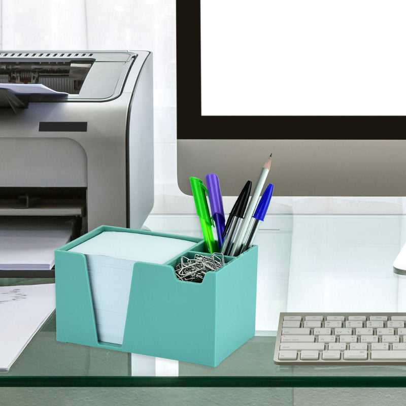 Acrimet Desktop Organizer Pencil Paper Clip Caddy Holder (Plastic) (with Paper) (Solid Green Color) - LeoForward Australia