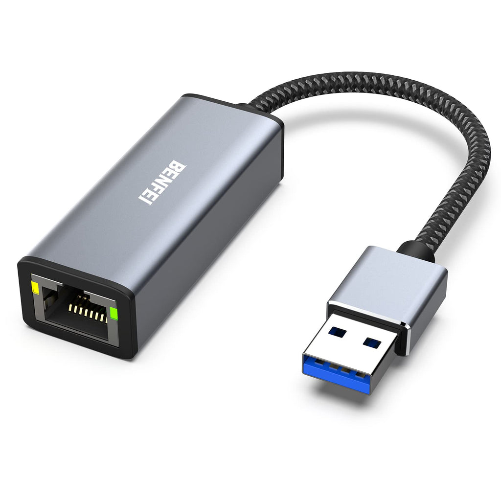  [AUSTRALIA] - BENFEI USB to Ethernet Adapter, USB 3.0 to 10/100/1000 Gigabit Ethernet LAN Network Adapter Compatible for MacBook, Surface Pro, Notebook PC with Windows7/8/10, XP, Vista, Mac 1 Gray