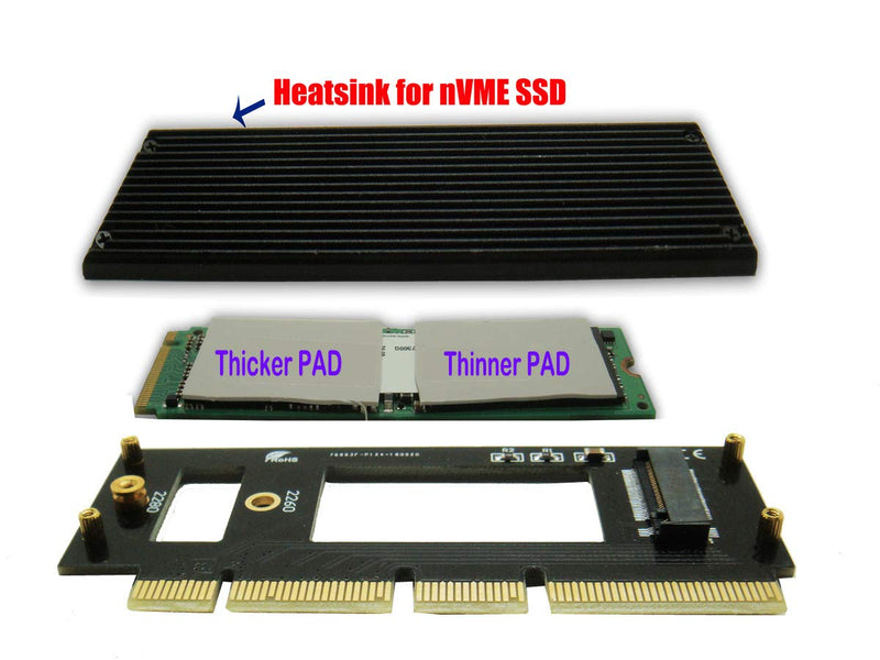 Sintech NVME PCIe,M.2(NGFF) M Key SSD to PCI-e X4 X16 Adapter Card with Heatsink,Compatible for Samsung 960 970 EVO PCIe 16X - LeoForward Australia