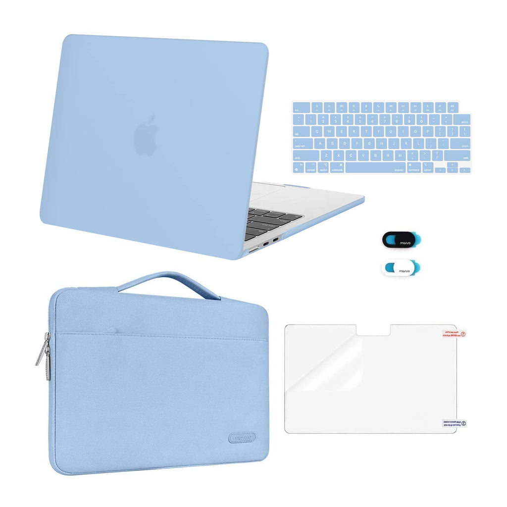  [AUSTRALIA] - MOSISO Compatible with MacBook Air 13.6 inch Case 2022 Release A2681 with M2 Chip Touch ID, Plastic Hard Shell Case&Carrying Sleeve Bag&Keyboard Cover&Webcam Cover&Screen Protector, Air Blue