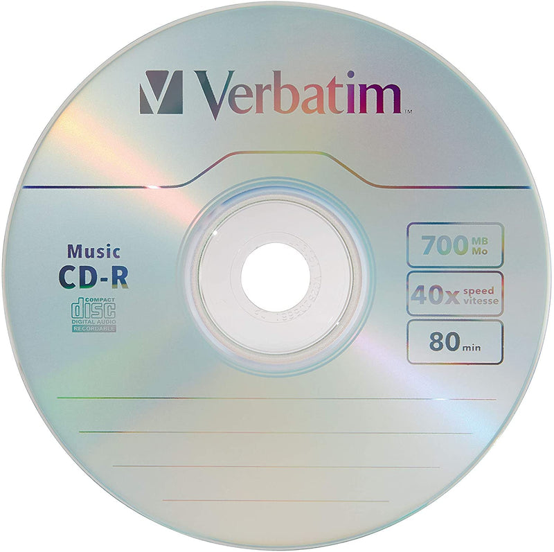  [AUSTRALIA] - Verbatim Music CD-R 80min 40x with Branded Surface - 25pk Spindle & CD/DVD Paper Sleeves-with Clear Window 100pk
