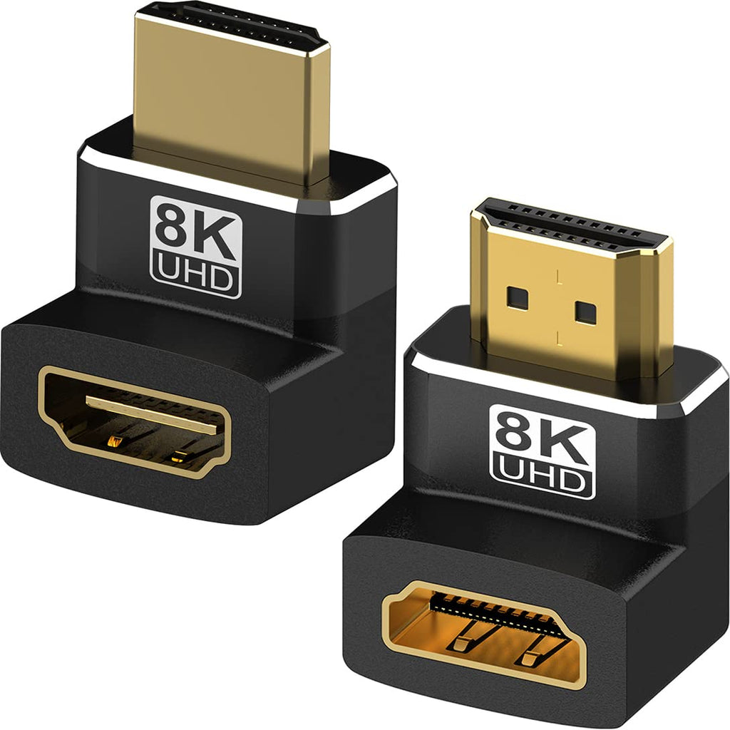  [AUSTRALIA] - Warmstor 8K HDMI Adapter 90 Degree and 270 Degree 2 Pack, HDMI 2.1 Right Angle Adapter Male to Female Gold Plated Support 8K@60Hz, 4K@120Hz, HDR, eARC for HDMI Cable HDTV Switch Laptop PS4 PS5 Xbox