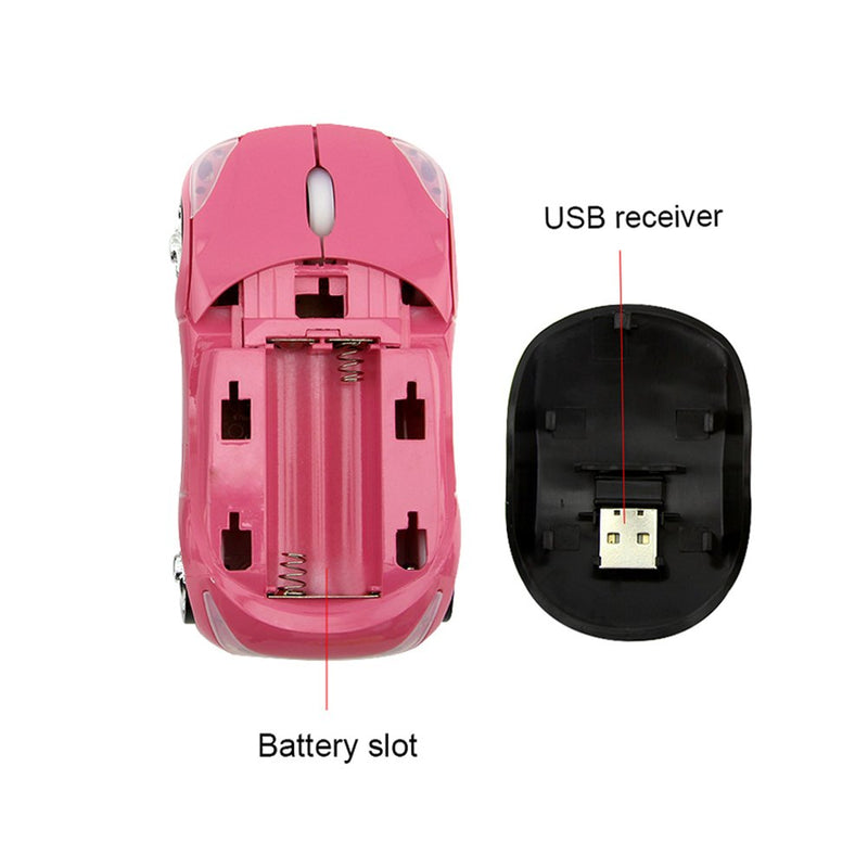 Usbkingdom 2.4GHz Wireless Mouse Cool 3D Sport Car Shape Ergonomic Optical Mice with USB Receiver for PC Laptop Computer Kids Girls Small Hands (Pink) pink - LeoForward Australia