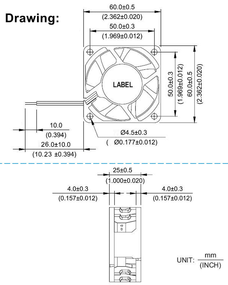  [AUSTRALIA] - GDSTIME Dc 12V 60mm 6cm 60x60x25mm 2 Wire Brushless Cooling Fan