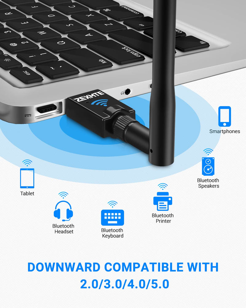  [AUSTRALIA] - Bluetooth Adapter for PC 5.1, Long Range USB Bluetooth Adapter 328FT/ 100M Bluetooth Dongle 5.1 EDR, Bluetooth Adapter for PC Windows 11/10/8/7-Bluetooth USB Adapter for Computer/Laptop