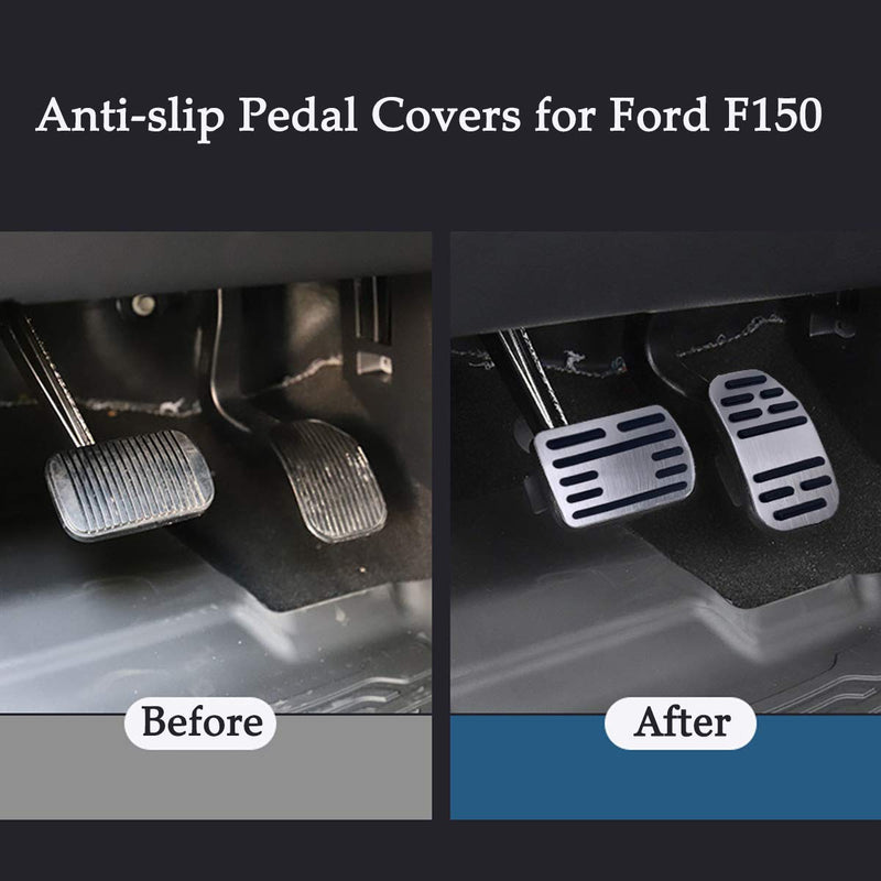  [AUSTRALIA] - Jaronx No Drill Pedal Covers for Ford F150, Aluminum Alloy Anti-Slip Gas Pedal Cover Break Pedal Pad at Accelerator Pedal Covers for Ford F150 2015-2018,Ford Raptor 2017-2018(3PC Set) F150 Pedal Cover (15-18)