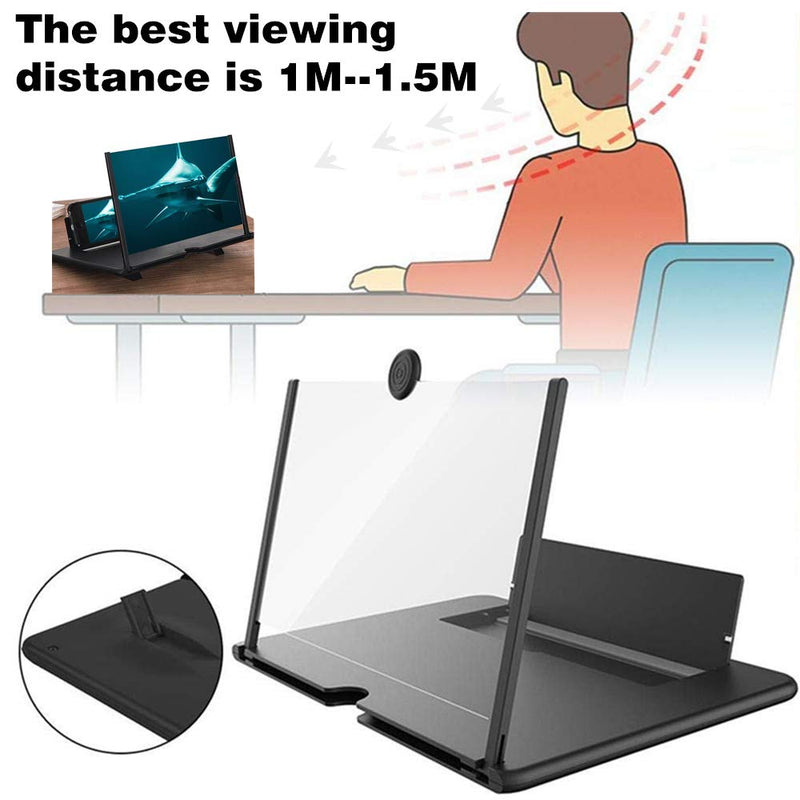  [AUSTRALIA] - Junrbx Screen Magnifier Amplifier, New Generation Phone Holder Screen Amplifier, 3D HD Video and Gaming Phone Projector-with Foldable Phone Stand, Supports All Smartphones black