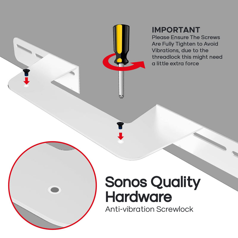  [AUSTRALIA] - Soundbar Mount for Sonos Beam Compatible with Generation 1 & 2 Sonos Beam Sound Bar Includes All Necessary Mounting Hardware, Mounts Bracket, White