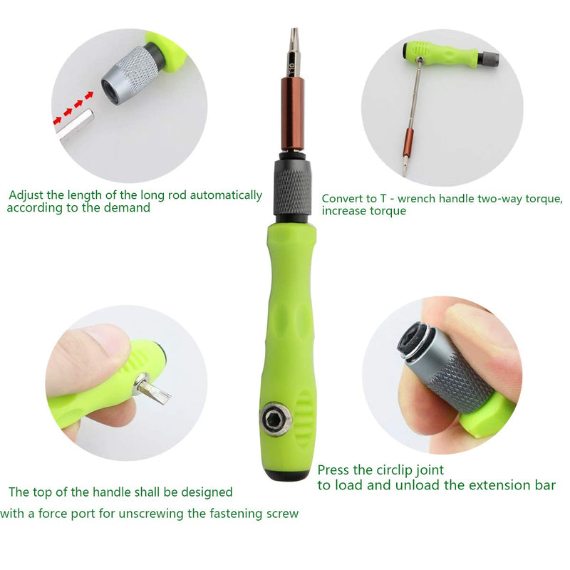  [AUSTRALIA] - 32 in 1 precision screwdriver set, suitable for repairing all laptops, mobile phones, and other electronic products. (Only works on micro projects) green