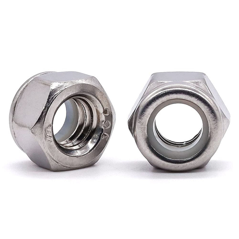  [AUSTRALIA] - Glvaner #10-24 Thread Size Stainless Steel Hex Locknuts with White Nylon Insert 304 Stainless Steel 18-8 100 Pack #10-24 ( 100 pcs)